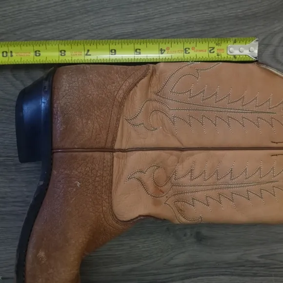 TONY LAMA Leather Cowboy Boots 2-Tone Brown Heels