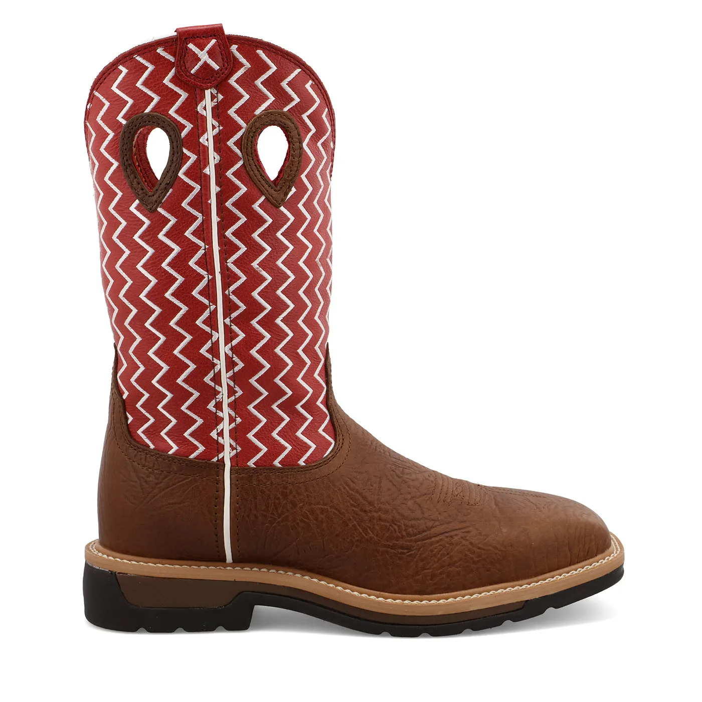Twisted X Men's 12" Western Work Boot - Distressed Saddle Shoulder & Cherry