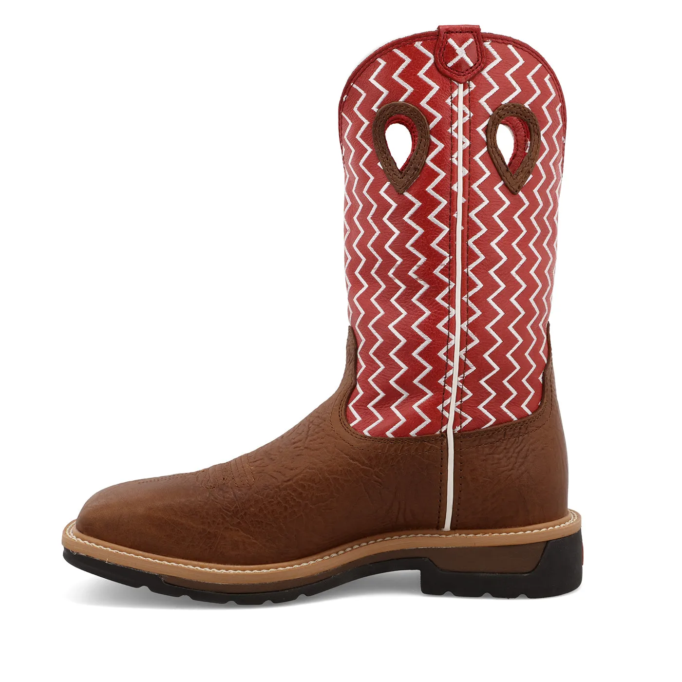 Twisted X Men's 12" Western Work Boot - Distressed Saddle Shoulder & Cherry