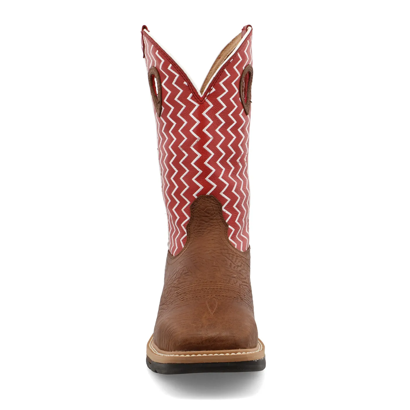 Twisted X Men's 12" Western Work Boot - Distressed Saddle Shoulder & Cherry