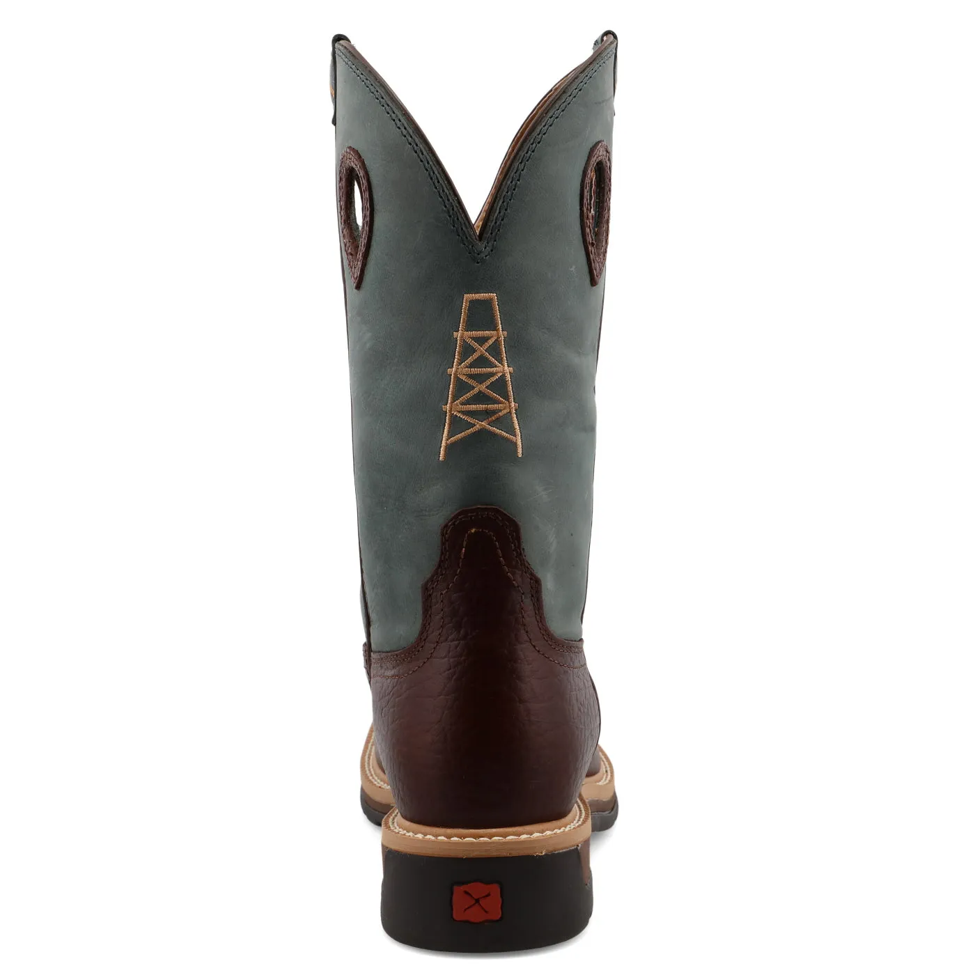 Twisted X Men's 12" Western Work Boot - Oiled Cognac & Blue