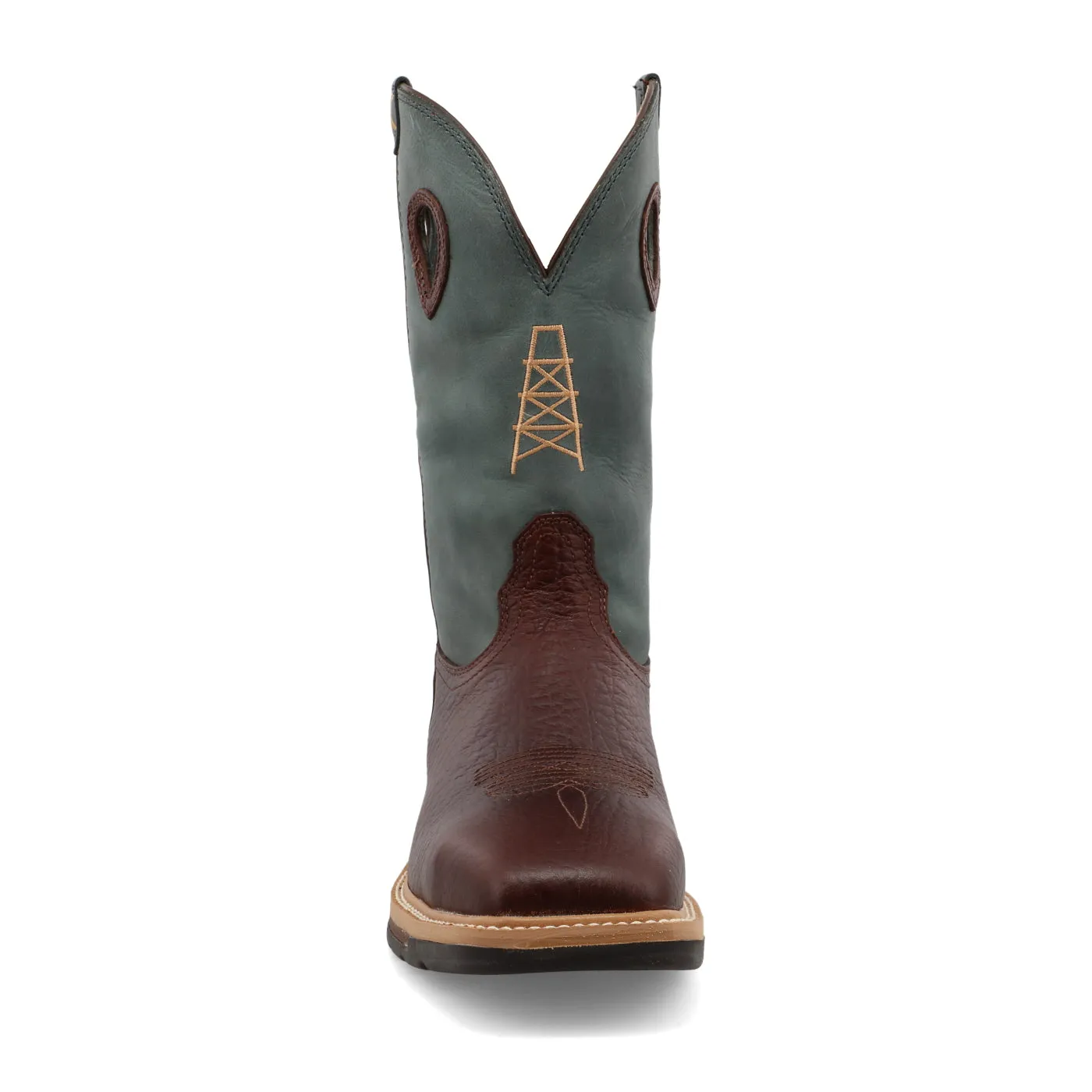 Twisted X Men's 12" Western Work Boot - Oiled Cognac & Blue