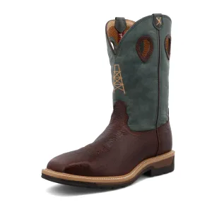 Twisted X Men's 12" Western Work Boot - Oiled Cognac & Blue