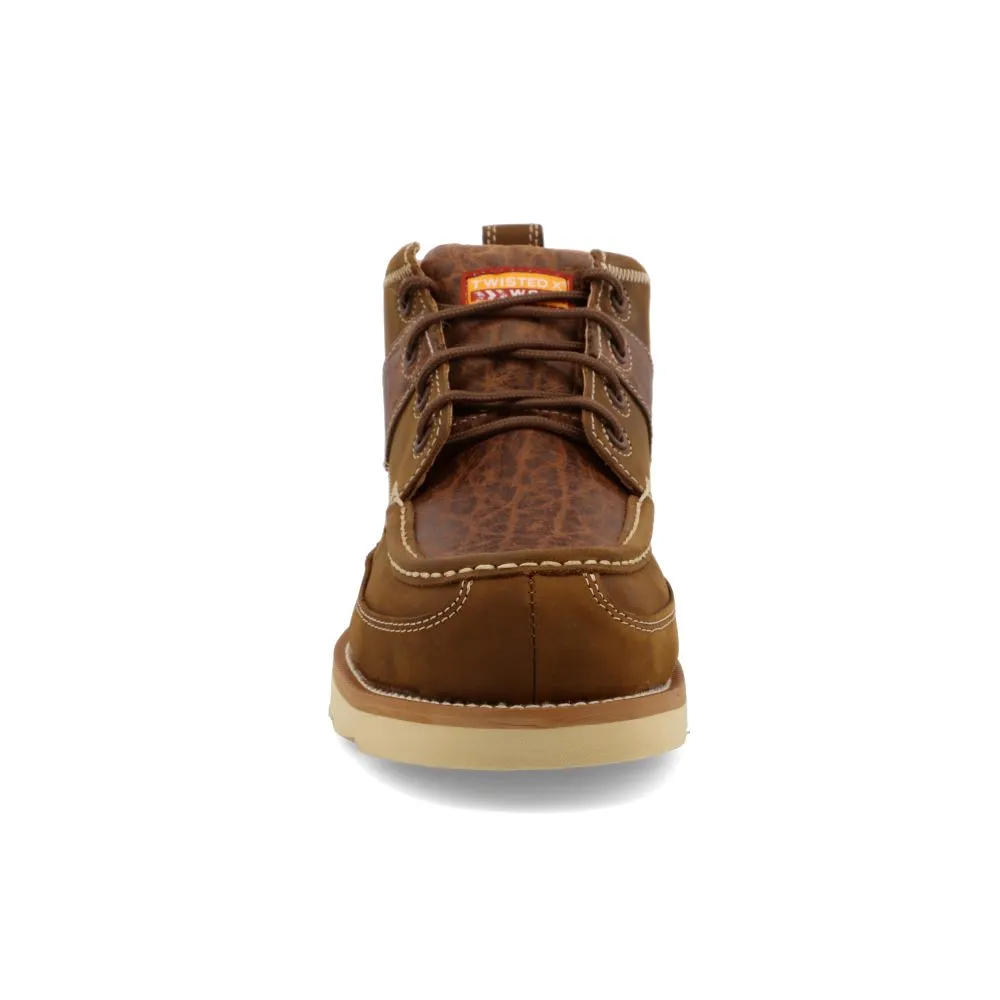 'Twisted X' Men's 4" Work Wedge Sole Comp Toe - Distressed Saddle / Cognac
