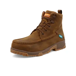 Twisted X Men's 6" Lace Up Work Boot Safety Toe in Distressed Saddle