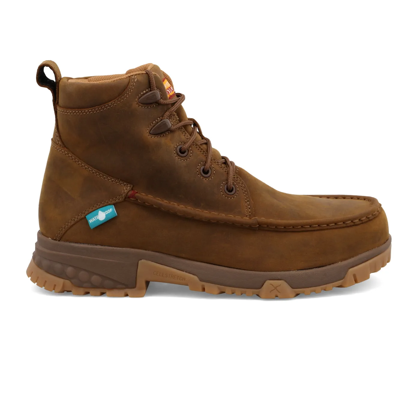 Twisted X Men's 6" Lace Up Work Boot Safety Toe in Distressed Saddle
