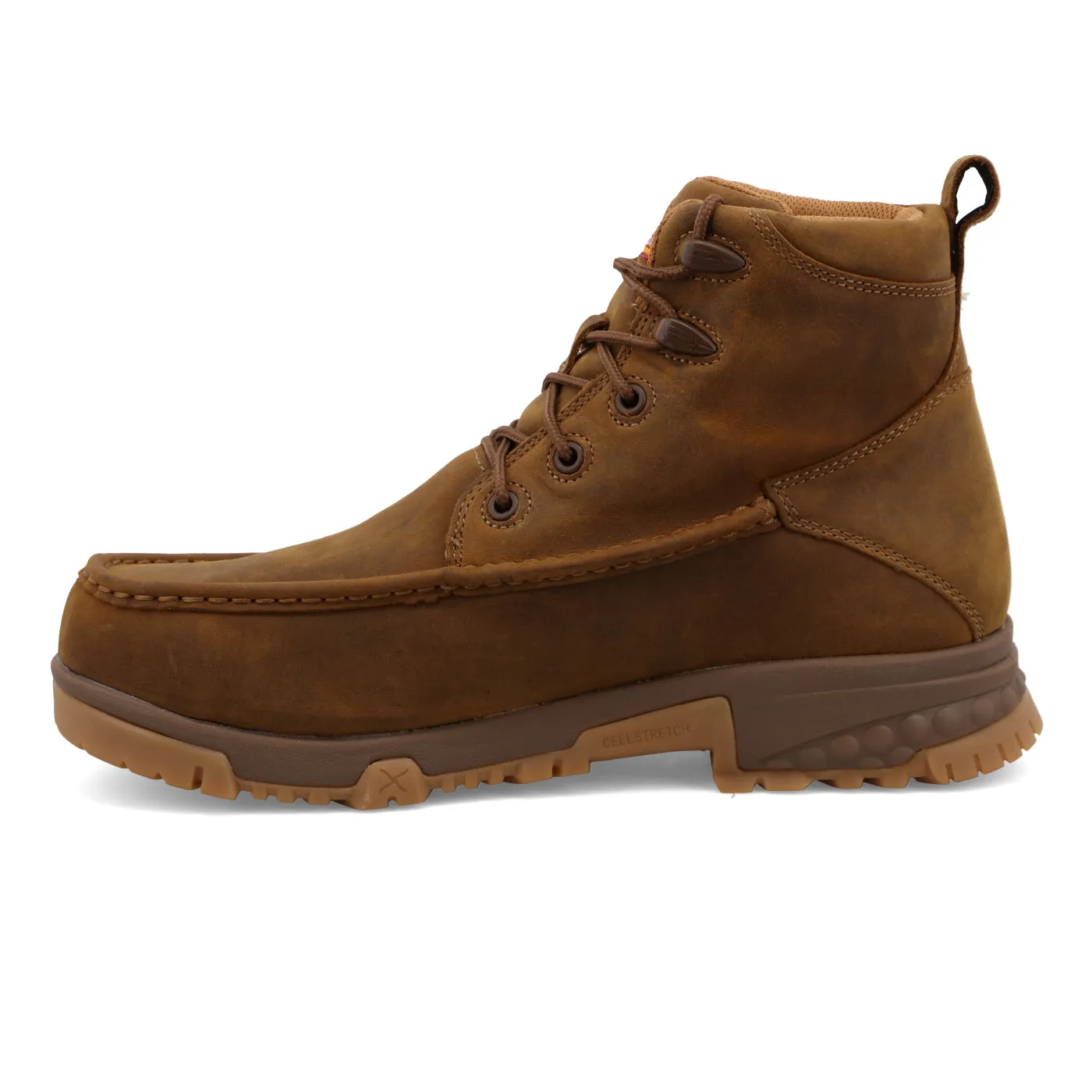 Twisted X Men's 6" Lace Up Work Boot Safety Toe in Distressed Saddle