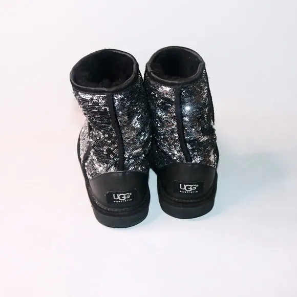 UGG Australia Reverse Sequin Eva Short Boots in Black and Silver