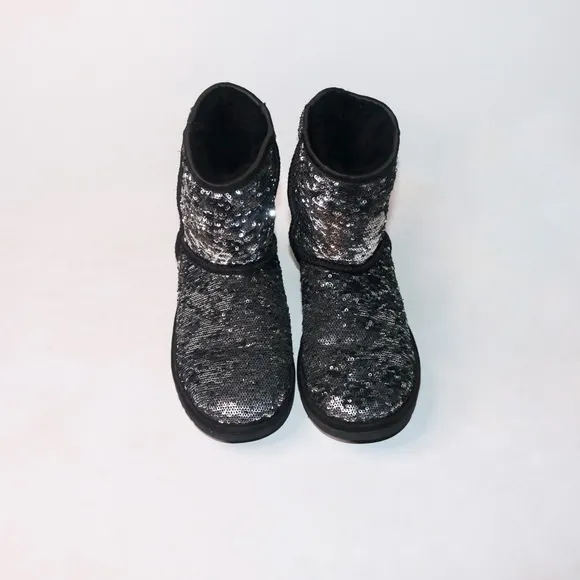 UGG Australia Reverse Sequin Eva Short Boots in Black and Silver
