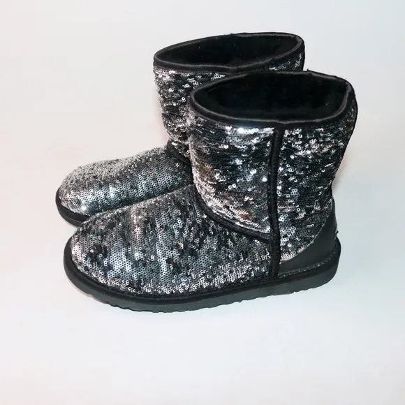 UGG Australia Reverse Sequin Eva Short Boots in Black and Silver