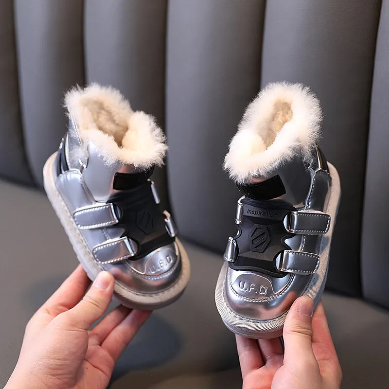 Winter Children's Mirror Waterproof Snow Boots Boys' Wool Warmth