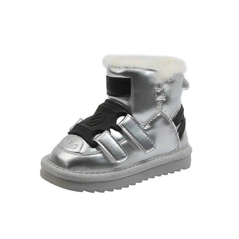 Winter Children's Mirror Waterproof Snow Boots Boys' Wool Warmth