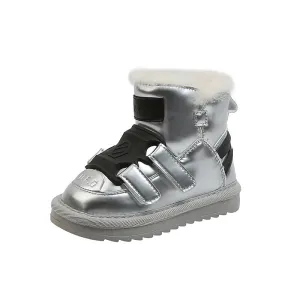 Winter Children's Mirror Waterproof Snow Boots Boys' Wool Warmth