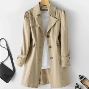 Women's Button Down Warm Rain Trench Coat | Classic